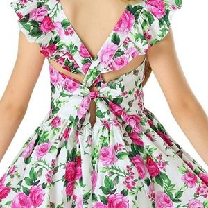 Sweet floral rose rosette dress with strappy back. Size 3T